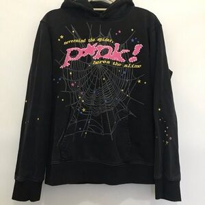 Sp5der Black Graphic Hoodie Sweatshirt Size L